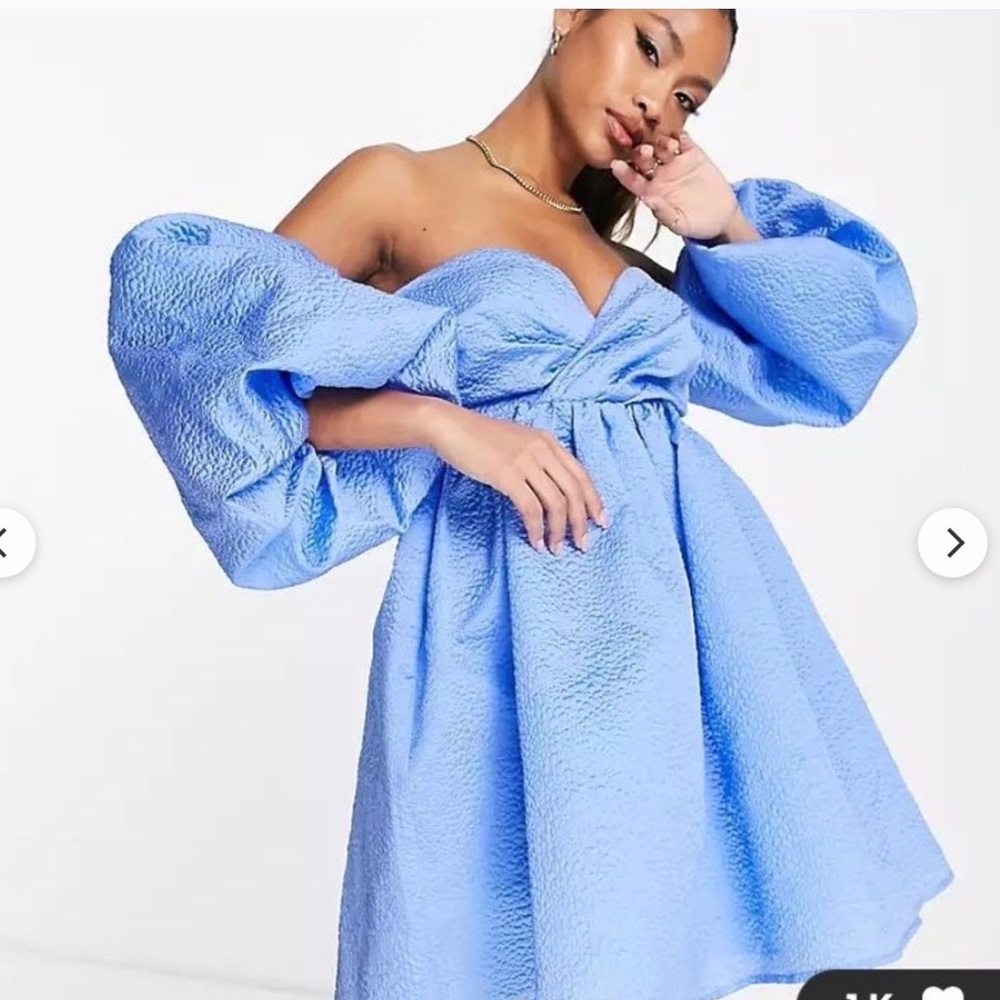 ASOS edition blue off the shoulder dress size 10